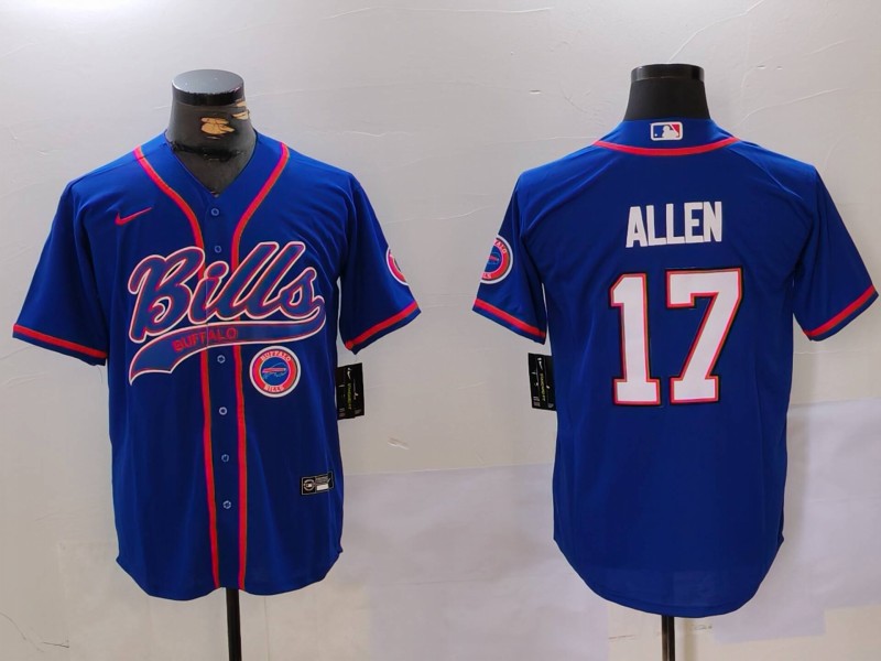 Men Buffalo Bills 17 Allen Blue Joint Name 2024 Nike Limited NFL Jersey style 9105